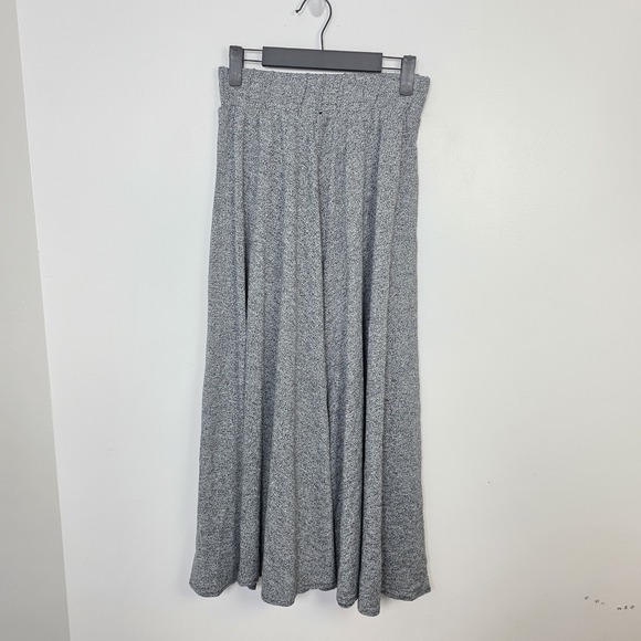 Vintage Black White Knit Elastic Waist Neutral Flowy Maxi Skirt Size Small - Picture 2 of 8